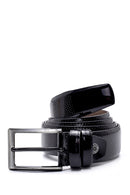 Men's Black Leather Patent Leather Belt | Derimod Men's Black Leather Patent Leather Belt | Derimod