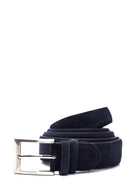 Men's Navy Blue Suede Leather Belt | Derimod Men's Navy Blue Suede Leather Belt | Derimod