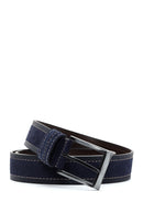 Men's Navy Blue Suede Leather Belt | Derimod Men's Navy Blue Suede Leather Belt | Derimod