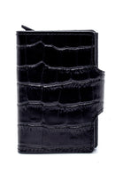 Men's Black Crocodile Patterned Card Holder | Derimod Men's Black Crocodile Patterned Card Holder | Derimod