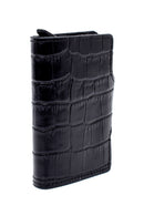 Men's Black Crocodile Patterned Card Holder | Derimod Men's Black Crocodile Patterned Card Holder | Derimod