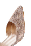Women's Gold Stone Open Back Thin Heeled Shoes | Derimod Women's Gold Stone Open Back Thin Heeled Shoes | Derimod