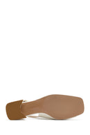 Women's Beige Ankle Buckle Open Back Low Thick Heel Patent Leather Shoes | Derimod Women's Beige Ankle Buckle Open Back Low Thick Heel Patent Leather Shoes | Derimod