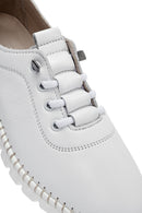 Women's White Lace-Up Leather Sneaker | Derimod Women's White Lace-Up Leather Sneaker | Derimod