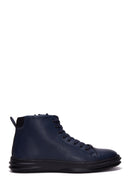 Men's Navy Blue Leather High Top Sneaker | Derimod Men's Navy Blue Leather High Top Sneaker | Derimod