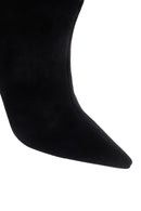 Women's Black Thin Heeled Suede Leather Boots | Derimod Women's Black Thin Heeled Suede Leather Boots | Derimod