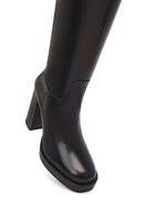 Woman Black Zippered High Heels Leather Boot | Derimod Woman Black Zippered High Heels Leather Boot | Derimod