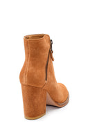 Women's Suede Zipper Detailed Heeled Boots | Derimod Women's Suede Zipper Detailed Heeled Boots | Derimod