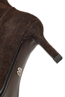 Women's Brown Thin Heeled Suede Leather Boot | Derimod Women's Brown Thin Heeled Suede Leather Boot | Derimod