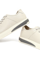 Erkek Beyaz Bağcıklı Kalın Tabanlı Deri Sneaker | Derimod Erkek Beyaz Bağcıklı Kalın Tabanlı Deri Sneaker | Derimod