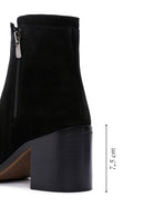 Women's Black Zippered Thick Heel Suede Leather Boots | Derimod Women's Black Zippered Thick Heel Suede Leather Boots | Derimod