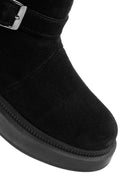 Women's Black Thick-Soled Suede Leather Boots | Derimod Women's Black Thick-Soled Suede Leather Boots | Derimod