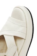 Women's Beige Ankle Buckle Thick Soled Leather Sandals | Derimod Women's Beige Ankle Buckle Thick Soled Leather Sandals | Derimod