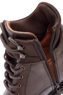 Men's Brown Zippered Leather Casual Boots | Derimod Men's Brown Zippered Leather Casual Boots | Derimod