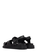 Women's Black Strappy Thick-Sole Leather Sandals | Derimod Women's Black Strappy Thick-Sole Leather Sandals | Derimod