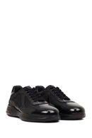 Men's Black Lace-Up Thick-Soled Leather Casual Sneaker | Derimod Men's Black Lace-Up Thick-Soled Leather Casual Sneaker | Derimod