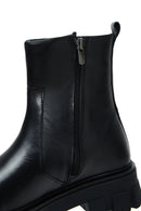 Women's Black Zippered Thick-Sole Leather Boots | Derimod Women's Black Zippered Thick-Sole Leather Boots | Derimod