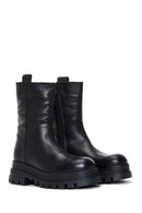 Women's Black Leather Zippered Thick Soled Boots | Derimod Women's Black Leather Zippered Thick Soled Boots | Derimod
