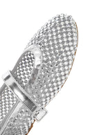 Women's Silver Mesh Stone-Studded Ballet Flats | Derimod Women's Silver Mesh Stone-Studded Ballet Flats | Derimod