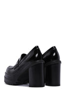 Women's Black Thick Heeled Leather Masculine Loafer | Derimod Women's Black Thick Heeled Leather Masculine Loafer | Derimod