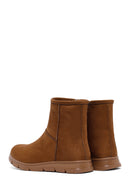 Women's Tan Zippered Suede Teddy Boot | Derimod Women's Tan Zippered Suede Teddy Boot | Derimod