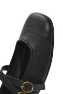 Women's Black Buckle Leather Ballerinas | Derimod Women's Black Buckle Leather Ballerinas | Derimod