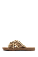 Women's Beige Braided Straw Slippers | Derimod Women's Beige Braided Straw Slippers | Derimod