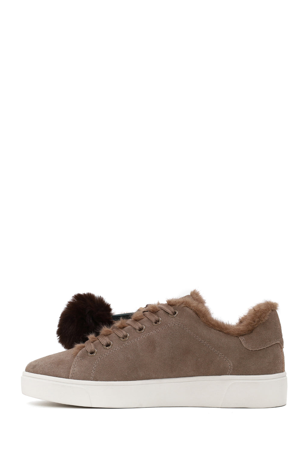 Kadın Vizon Bağcıklı Charmlı Süet Deri Teddy Sneaker