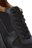 Erkek Siyah Bağcıklı Deri Sneaker | Derimod Erkek Siyah Bağcıklı Deri Sneaker | Derimod