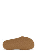 Women's Gold Buckled Straw Leather Slippers | Derimod Women's Gold Buckled Straw Leather Slippers | Derimod