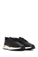 Men's Black Lace-Up Thick-Soled Leather Sneaker | Derimod Men's Black Lace-Up Thick-Soled Leather Sneaker | Derimod