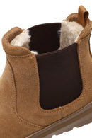 Male Camel Thick-Soled Suede Chelsea Boots | Derimod Male Camel Thick-Soled Suede Chelsea Boots | Derimod