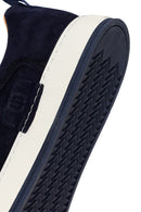 Male Navy Lace-up Thick-soled Suede Leather Sneaker | Derimod Male Navy Lace-up Thick-soled Suede Leather Sneaker | Derimod