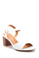Women's White Thick Heeled Sandals | Derimod Women's White Thick Heeled Sandals | Derimod