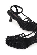 Woman Black Ankle-Buckle Open-Back Stiletto High Heel | Derimod Woman Black Ankle-Buckle Open-Back Stiletto High Heel | Derimod