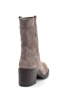 Women's Suede Leather Heeled Boots | Derimod Women's Suede Leather Heeled Boots | Derimod
