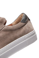 Woman Mink Lace-Up Suede Leather Sneaker | Derimod Woman Mink Lace-Up Suede Leather Sneaker | Derimod