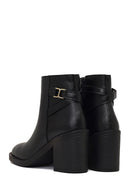 Women's Black Zippered Thick Heeled Boots | Derimod Women's Black Zippered Thick Heeled Boots | Derimod