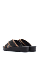 Women's Black Thick-Soled Straw Slippers | Derimod Women's Black Thick-Soled Straw Slippers | Derimod