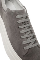 Erkek Gri Bağcıklı Kalın Tabanlı Süet Deri Sneaker | Derimod Erkek Gri Bağcıklı Kalın Tabanlı Süet Deri Sneaker | Derimod