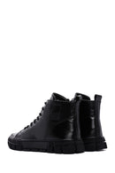 Men's Black Lace-Up Zippered Leather Boots | Derimod Men's Black Lace-Up Zippered Leather Boots | Derimod