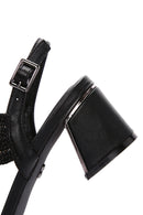 Women's Black Braided Chunky Low Heel Sandals | Derimod Women's Black Braided Chunky Low Heel Sandals | Derimod
