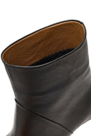 Women's Black Short Thick Heeled Leather Boots | Derimod Women's Black Short Thick Heeled Leather Boots | Derimod