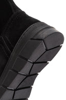 Women's Black Zippered Suede Leather Comfort Boots | Derimod Women's Black Zippered Suede Leather Comfort Boots | Derimod