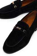 Kadın Siyah Tokalı Süet Deri Maskülen Loafer | Derimod Kadın Siyah Tokalı Süet Deri Maskülen Loafer | Derimod