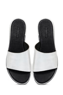 Women's Silver Metallic Leather Slippers | Derimod Women's Silver Metallic Leather Slippers | Derimod