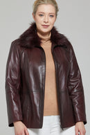 Samantha Women's Leather Jacket | Derimod Samantha Women's Leather Jacket | Derimod