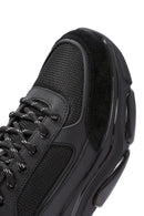 Erkek Siyah Bağcıklı Deri Sneaker | Derimod Erkek Siyah Bağcıklı Deri Sneaker | Derimod