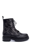 Women's Leather Star Detailed Boots | Derimod Women's Leather Star Detailed Boots | Derimod