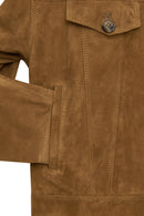 Valenza Women's Camel Suede Leather Jacket | Derimod Valenza Women's Camel Suede Leather Jacket | Derimod